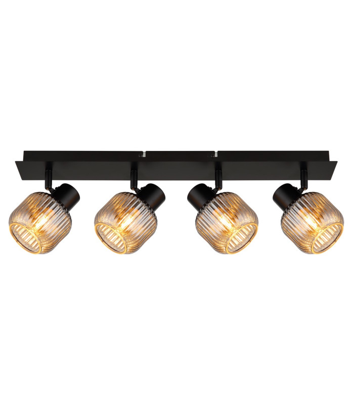 Tom Ceiling Spotlight Bar Matt Black Smoke Glass Shade 4x E14-3