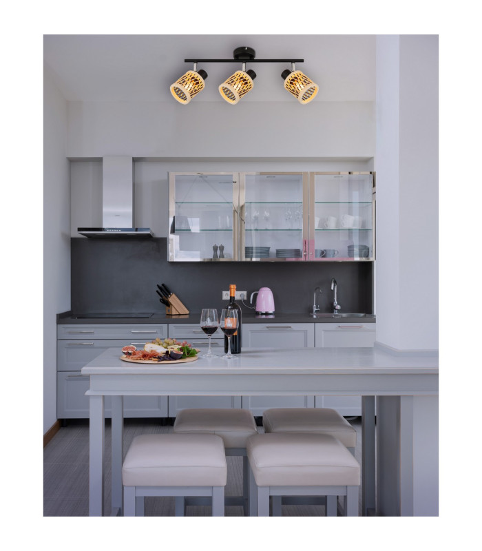 Mali Ceiling Spotlight Bar Matt Black 3x E14-8