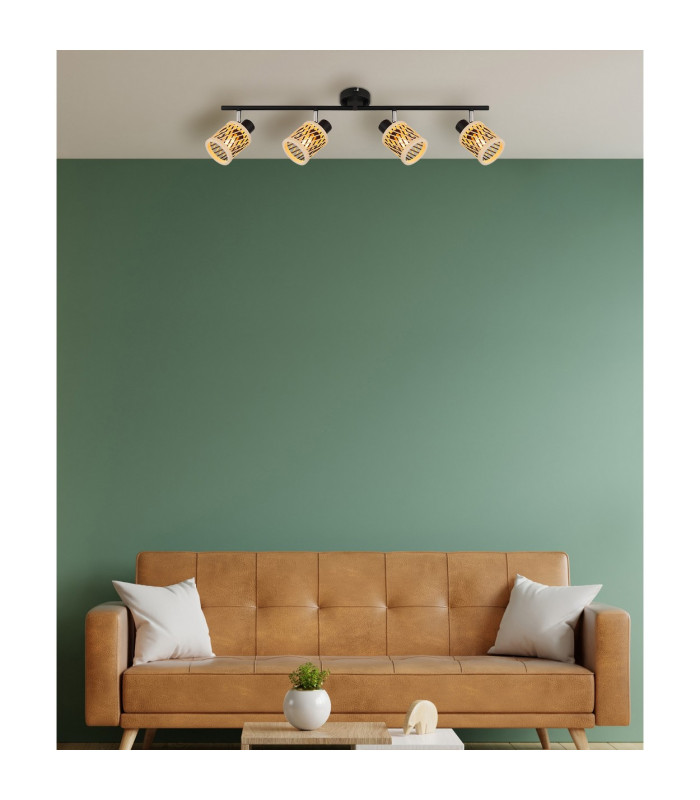 Mali Ceiling Spotlight Bar Matt Black 4x E14-8