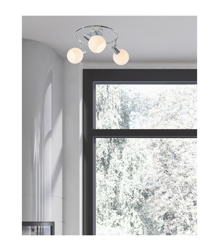 Doxy Ceiling Spotlight Clusters Chrome White Glass Shade 3x E14 3000K-4