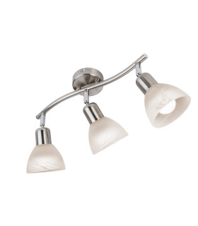 Daytona Ceiling Spotlight Bar Nickel Matt Satined Glass Shade 3x E14 3000K-1