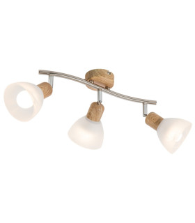 Daytona Ceiling Spotlight Bar Wood Look Alabaster Optic Glass Shade 3x E14 3000K