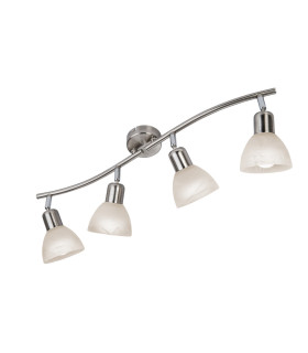 Daytona Ceiling Spotlight Bar Nickel Matt Satined Glass Shade 4x E14 3000K-1