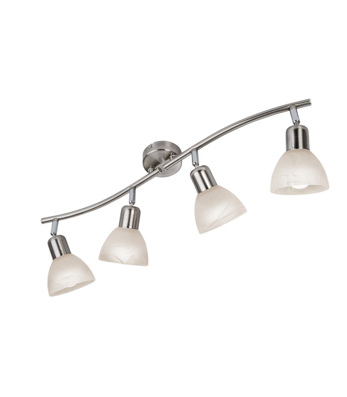 Daytona Ceiling Spotlight Bar Nickel Matt Satined Glass Shade 4x E14 3000K-1