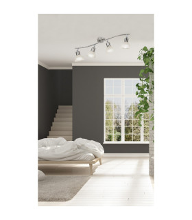 Daytona Ceiling Spotlight Bar Nickel Matt Satined Glass Shade 4x E14 3000K-2