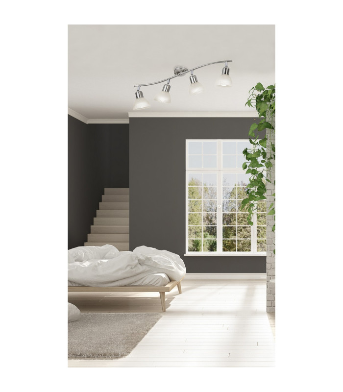 Daytona Ceiling Spotlight Bar Nickel Matt Satined Glass Shade 4x E14 3000K-2