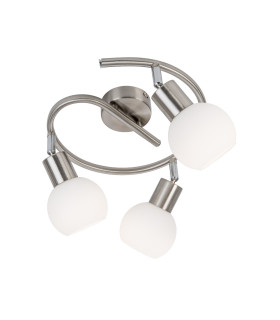 Loxy Ceiling Spotlight Clusters Nickel Matt Opal Matt Glass Shade 3x E14 3000K-1