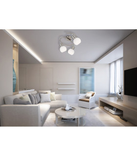 Loxy Ceiling Spotlight Clusters Nickel Matt Opal Matt Glass Shade 3x E14 3000K-2