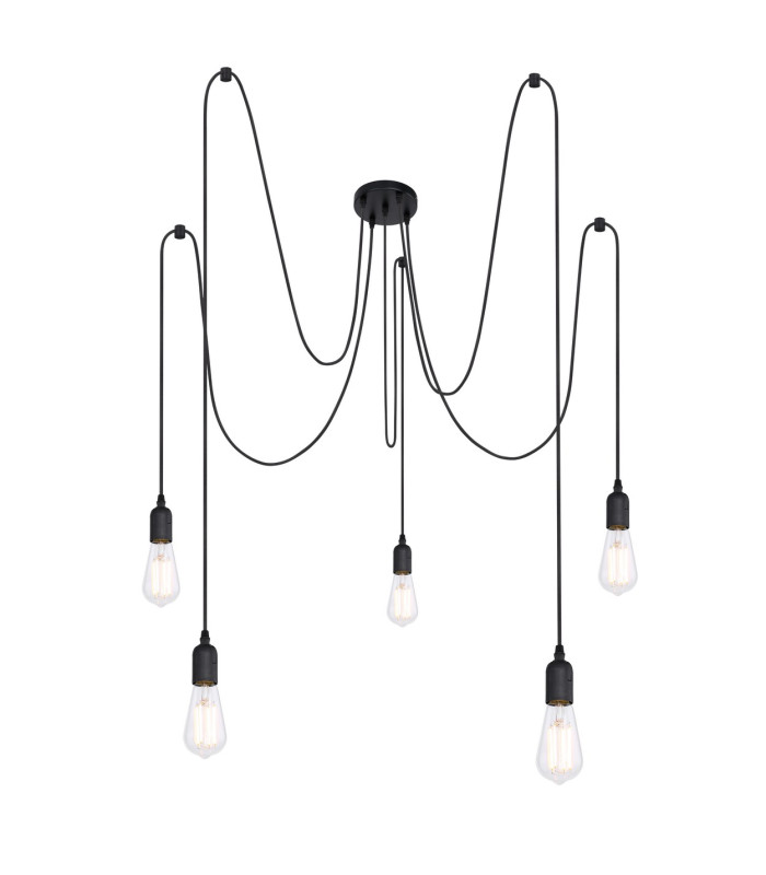 Oliver Cluster Pendant Ceiling Light Black 5x E27-1