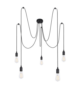 Oliver Cluster Pendant Ceiling Light Black 5x E27-2