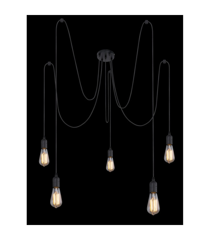 Oliver Cluster Pendant Ceiling Light Black 5x E27-4
