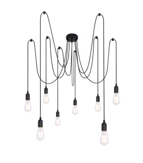 Oliver Cluster Pendant Ceiling Light Black 8x E27-1
