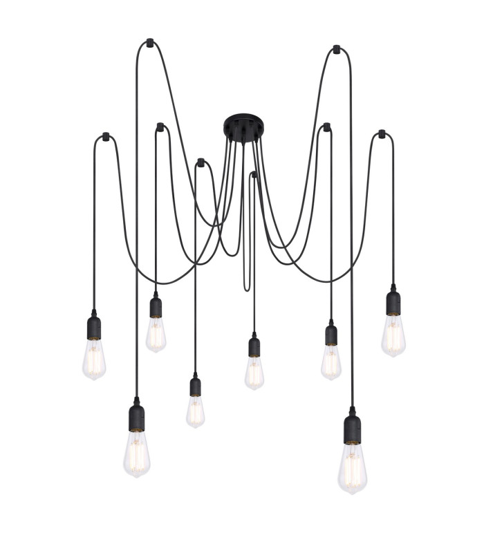 Oliver Cluster Pendant Ceiling Light Black 8x E27-1