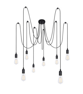 Oliver Cluster Pendant Ceiling Light Black 8x E27-2