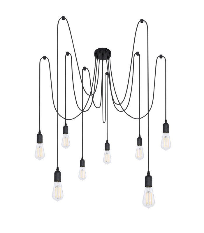 Oliver Cluster Pendant Ceiling Light Black 8x E27-2