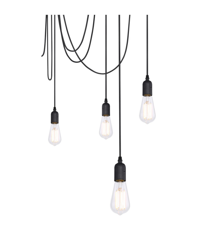 Oliver Cluster Pendant Ceiling Light Black 8x E27-3