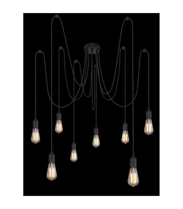 Oliver Cluster Pendant Ceiling Light Black 8x E27-4