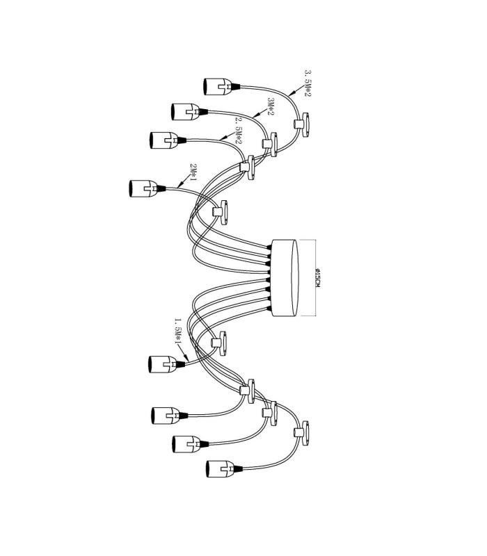 Oliver Cluster Pendant Ceiling Light Black 8x E27-6