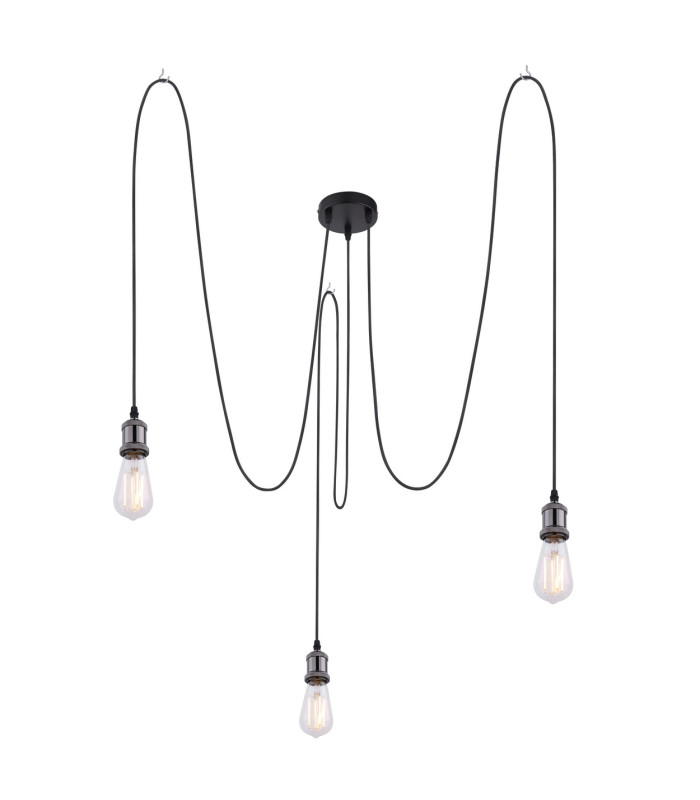 Oliver Cluster Pendant Ceiling Light Black 3x E27-1