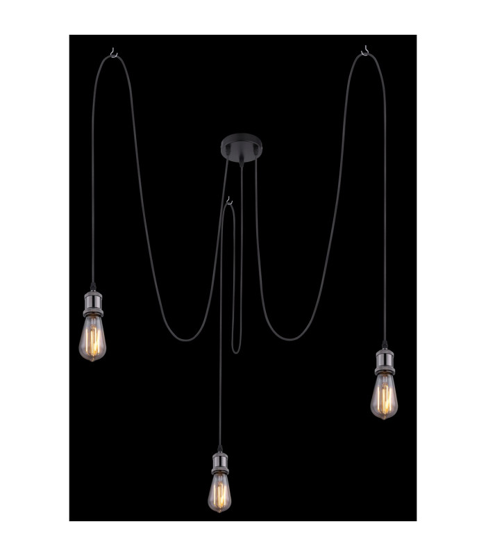 Oliver Cluster Pendant Ceiling Light Black 3x E27-4