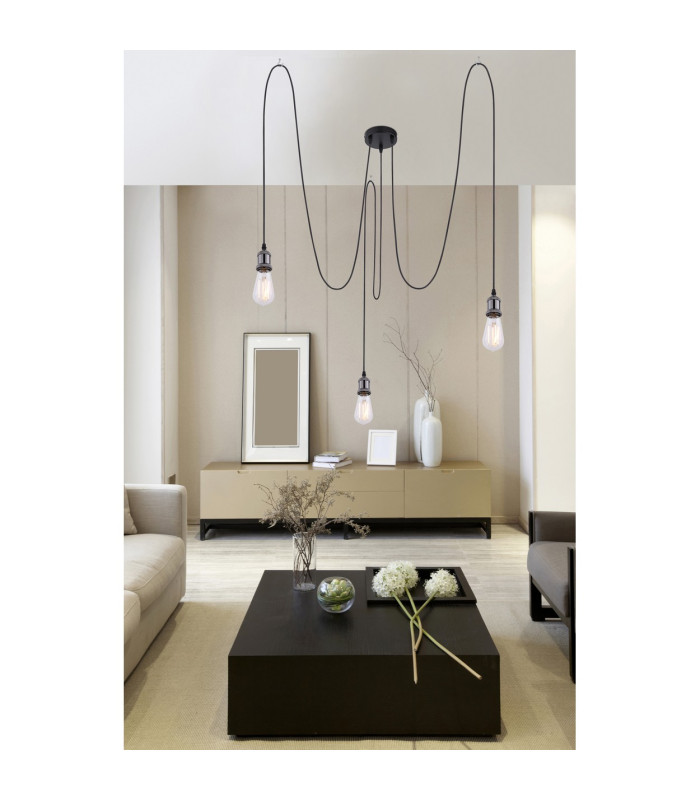 Oliver Cluster Pendant Ceiling Light Black 3x E27-6