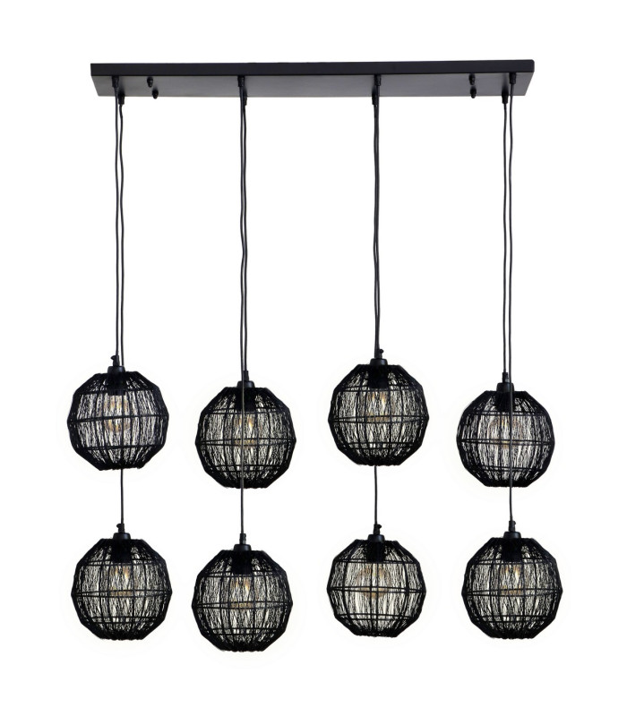Hermi II Cluster Pendant Ceiling Light Matt Black 8x E27-1