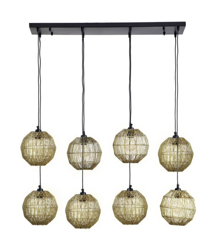 Hermi II Cluster Pendant Ceiling Light Antique Brass 8x E27-1