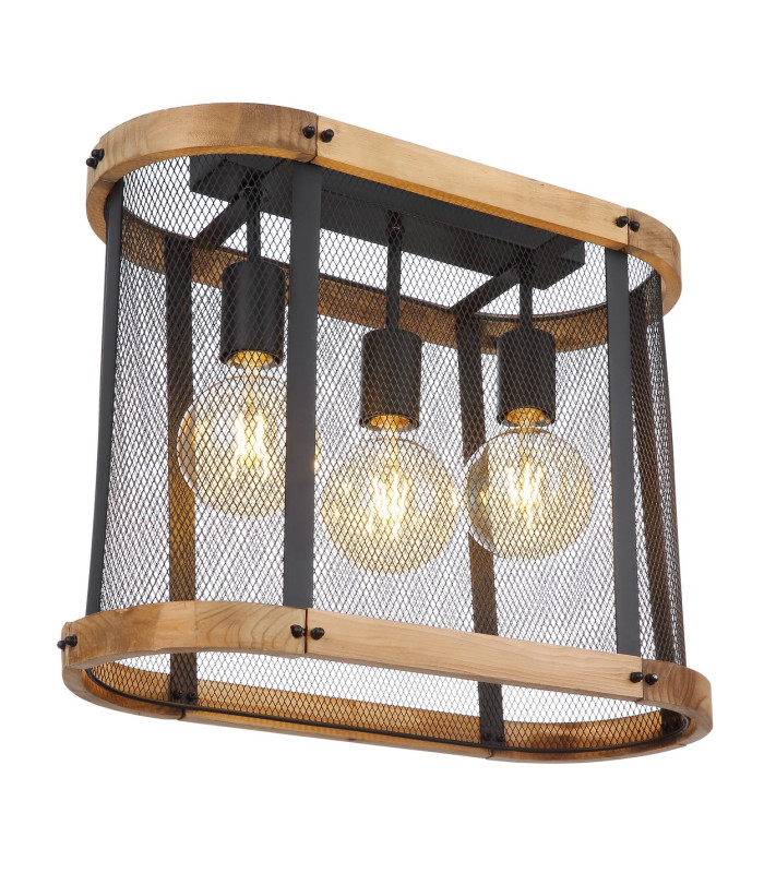 Jeanie Multi Arm Semi Flush Ceiling Lamp Matt Black 3x E27-1