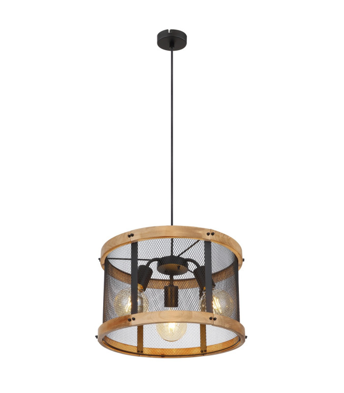 Jeanie Cylindrical Pendant Ceiling Light Matt Black 3x E27-1