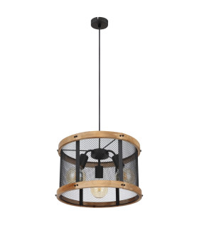 Jeanie Cylindrical Pendant Ceiling Light Matt Black 3x E27-2