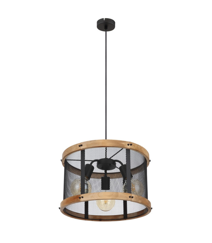Jeanie Cylindrical Pendant Ceiling Light Matt Black 3x E27-2