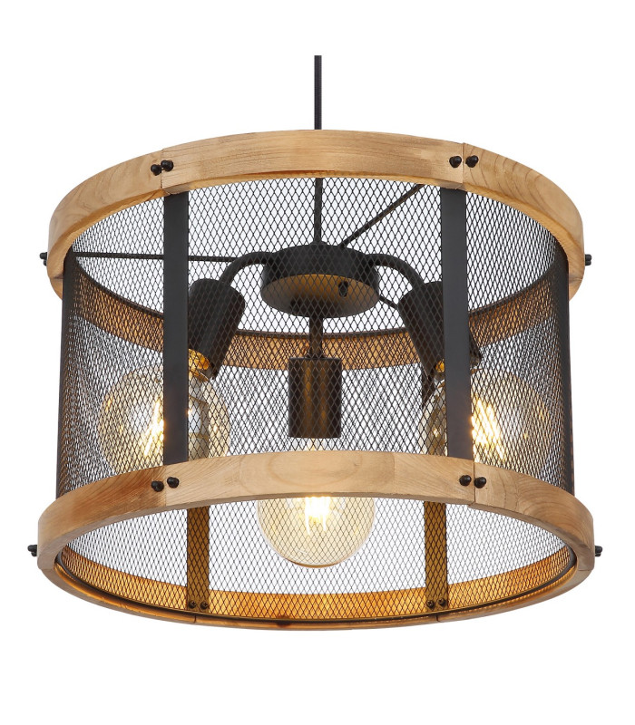 Jeanie Cylindrical Pendant Ceiling Light Matt Black 3x E27-3