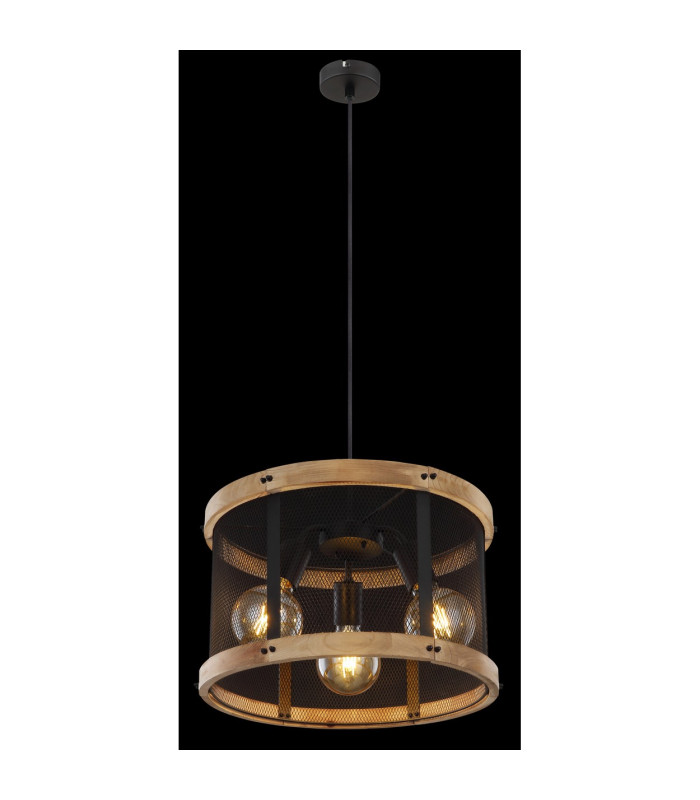 Jeanie Cylindrical Pendant Ceiling Light Matt Black 3x E27-4