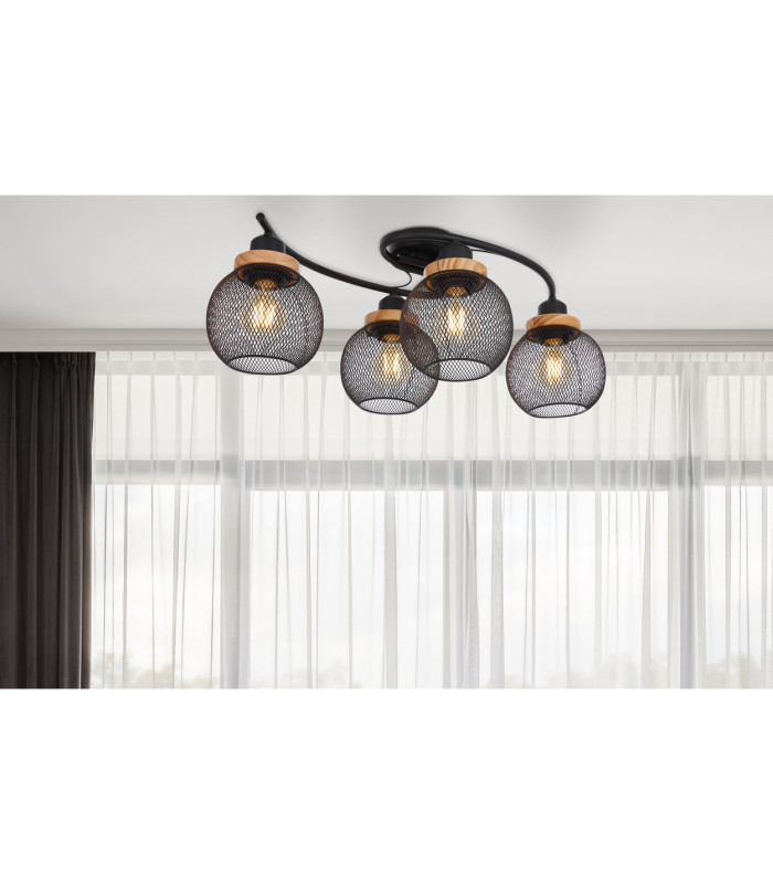 Pablo Multi Arm Semi Flush Ceiling Lamp Matt Black 4x E27-5