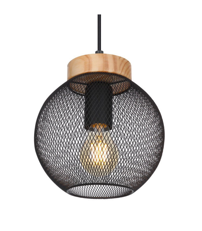 Pablo Wire Frame Pendant Ceiling Light Matt Black 1x E27-3