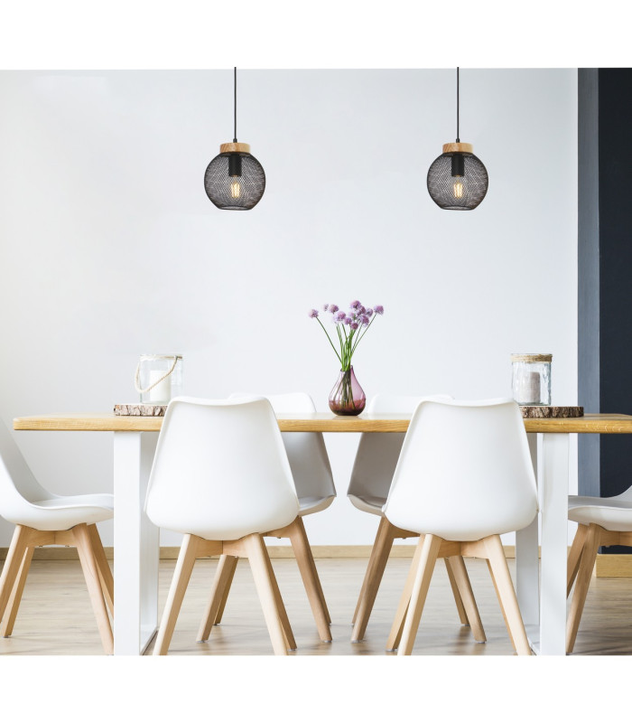 Pablo Wire Frame Pendant Ceiling Light Matt Black 1x E27-8
