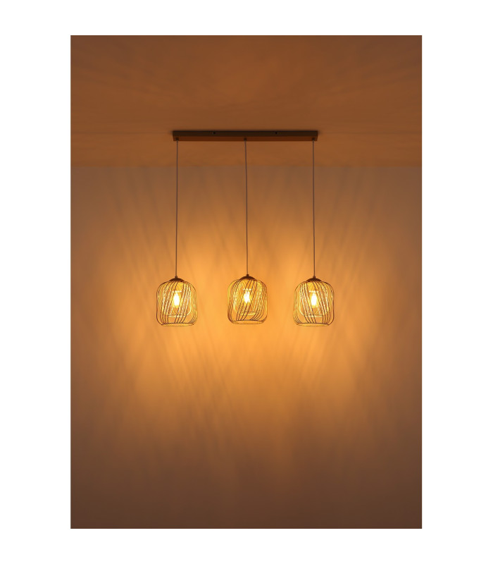 Dichti Bar Pendant Ceiling Light Sand Colored Matt 3x E27-6