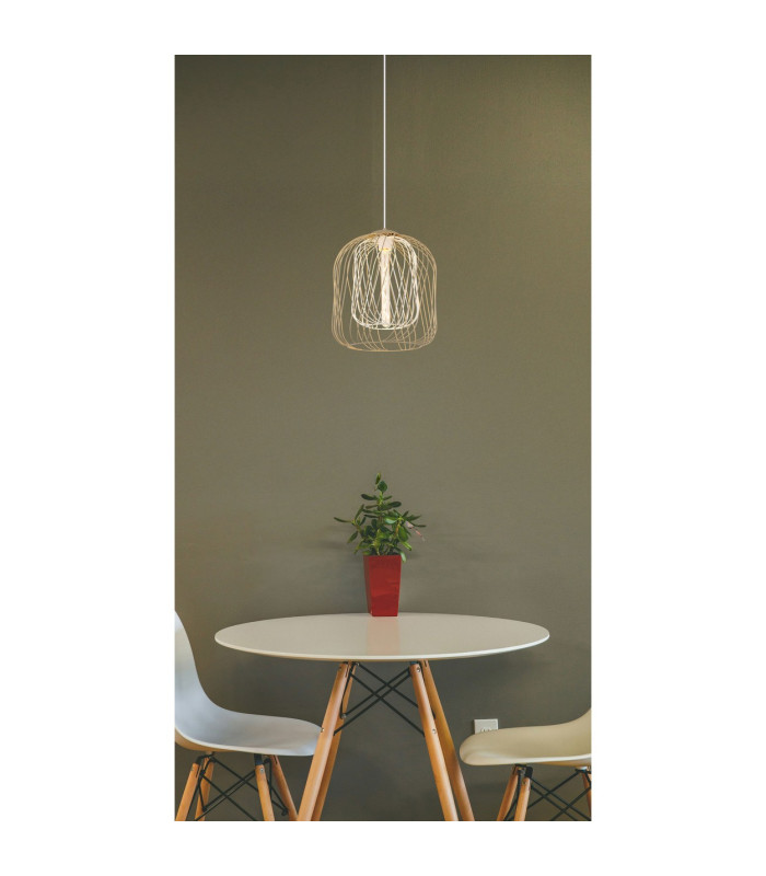 Dichti 35cm Wire Frame Pendant Ceiling Light Sand Colored Matt 1x E27-6