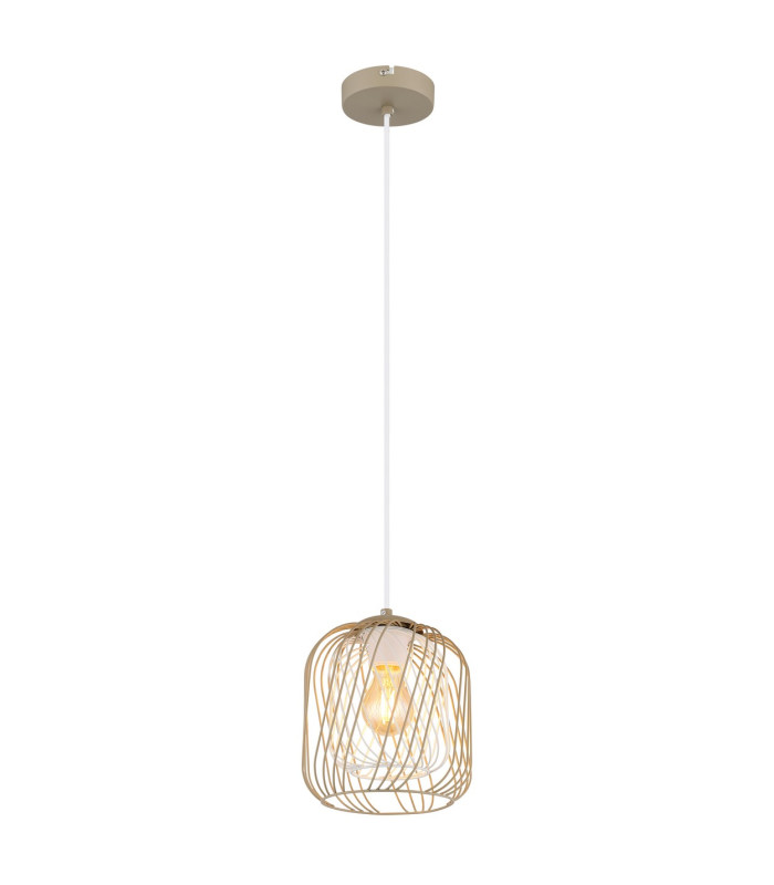 Dichti 18cm Wire Frame Pendant Ceiling Light Sand Colored Matt 1x E27-1