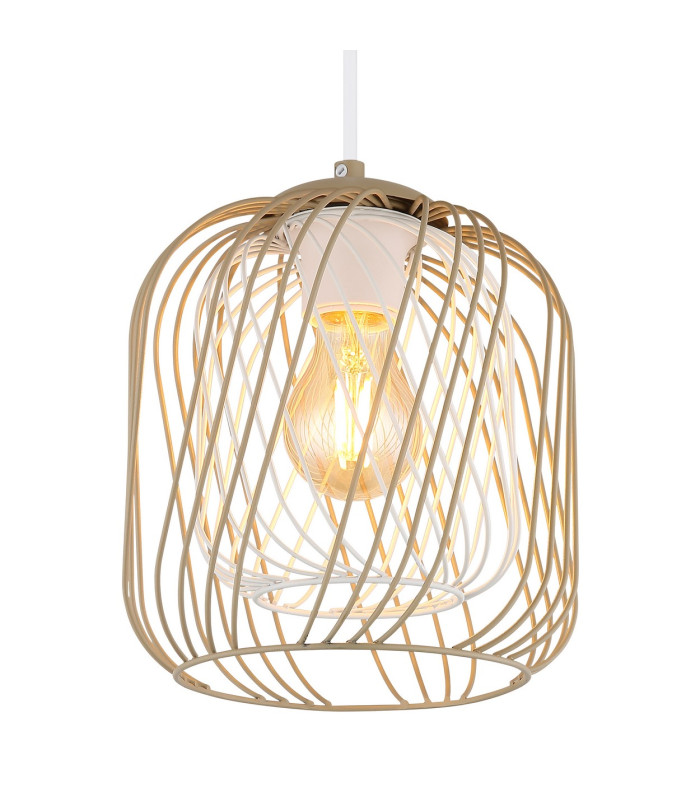 Dichti 18cm Wire Frame Pendant Ceiling Light Sand Colored Matt 1x E27-3