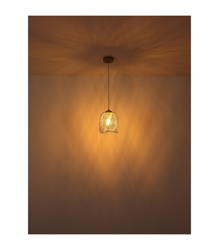 Dichti 18cm Wire Frame Pendant Ceiling Light Sand Colored Matt 1x E27-5