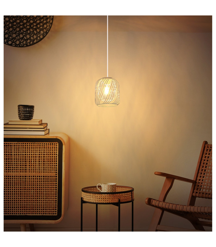 Dichti 18cm Wire Frame Pendant Ceiling Light Sand Colored Matt 1x E27-6