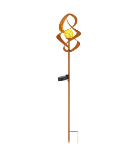 Solarleuchte Outdoor Portable Lamp Rust Colored IP44 Amber Crackle Glass Shade LED 3000K-1