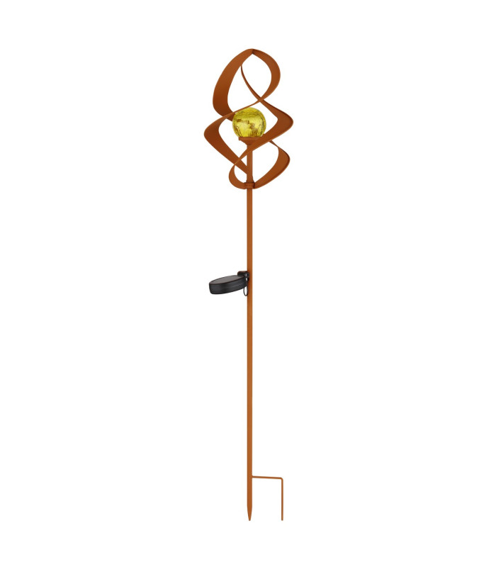 Solarleuchte Outdoor Portable Lamp Rust Colored IP44 Amber Crackle Glass Shade LED 3000K-2