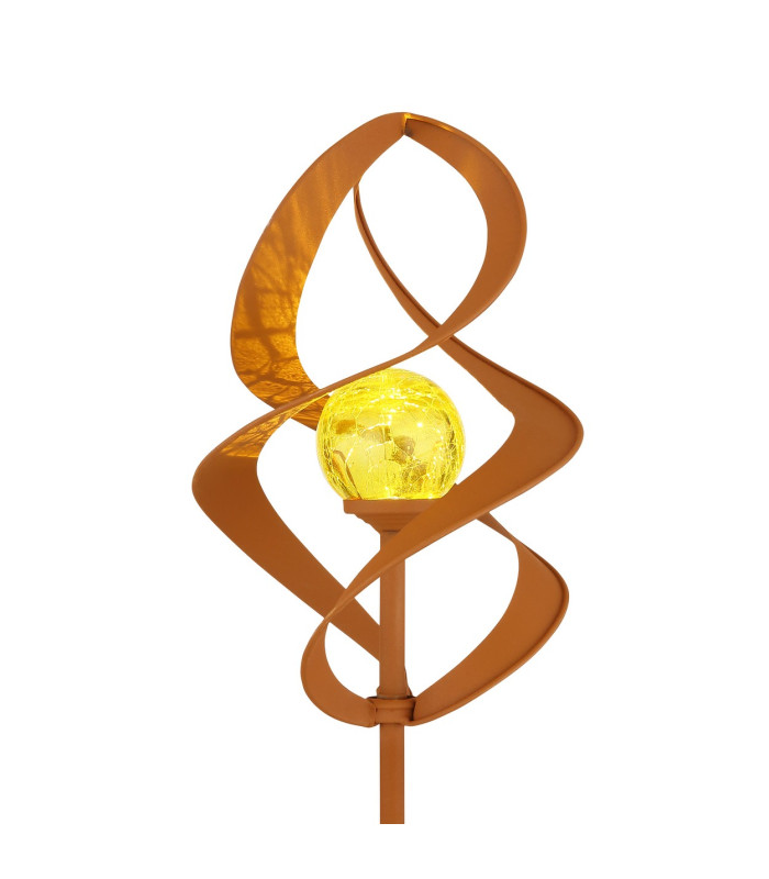 Solarleuchte Outdoor Portable Lamp Rust Colored IP44 Amber Crackle Glass Shade LED 3000K-3