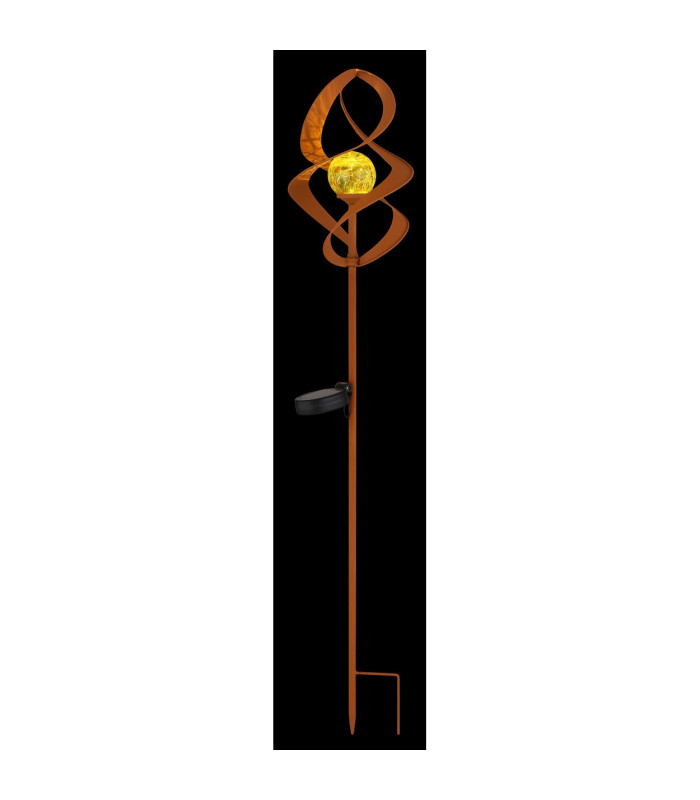 Solarleuchte Outdoor Portable Lamp Rust Colored IP44 Amber Crackle Glass Shade LED 3000K-4