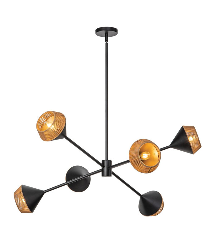 Alora Mood Daphne Multi Arm Pendant Ceiling Light Contemporary Matt Black Natural 6x E14-1