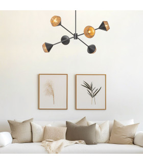 Alora Mood Daphne Multi Arm Pendant Ceiling Light Contemporary Matt Black Natural 6x E14-2