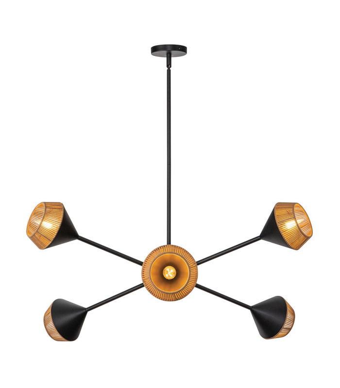 Alora Mood Daphne Multi Arm Pendant Ceiling Light Contemporary Matt Black Natural 6x E14-4