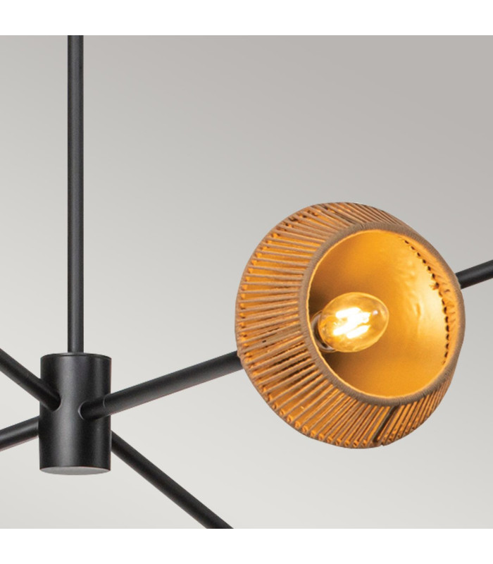 Alora Mood Daphne Multi Arm Pendant Ceiling Light Contemporary Matt Black Natural 6x E14-5